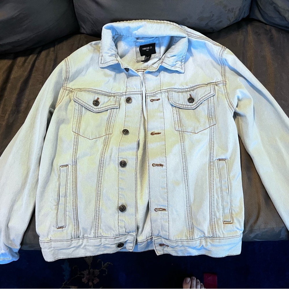 Forever 21 Men's Light Blue Denim Jacket Small
